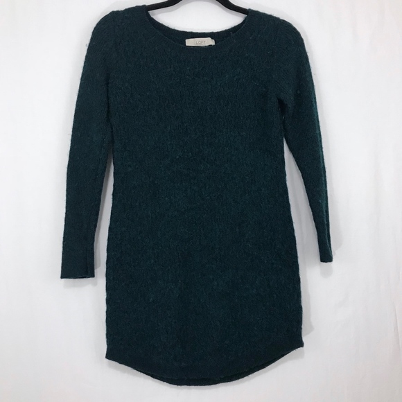 LOFT Sweaters - Ann Taylor LOFT Tunic Length Green Fuzzy Sweater M